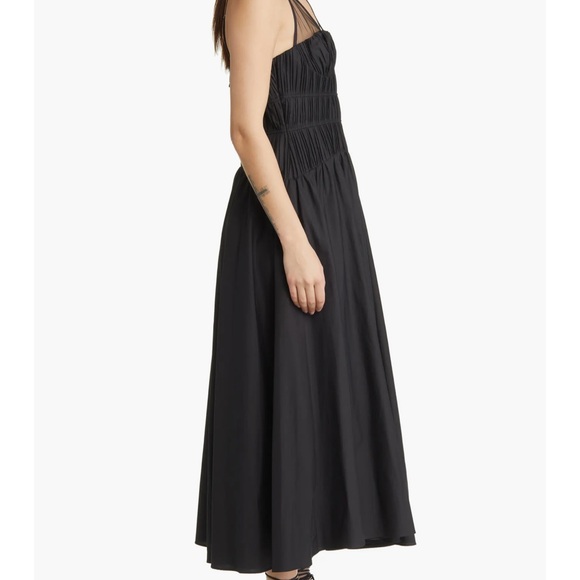 Moon River Black Bustier Midi Dress NWT Small Mesh Detail Anthropologie $160 - Picture 8 of 12
